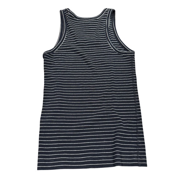 COS Women Navy White Stripe Ribbed Tank Top Sleeveless Casual Size Medium - Picture 4 of 5